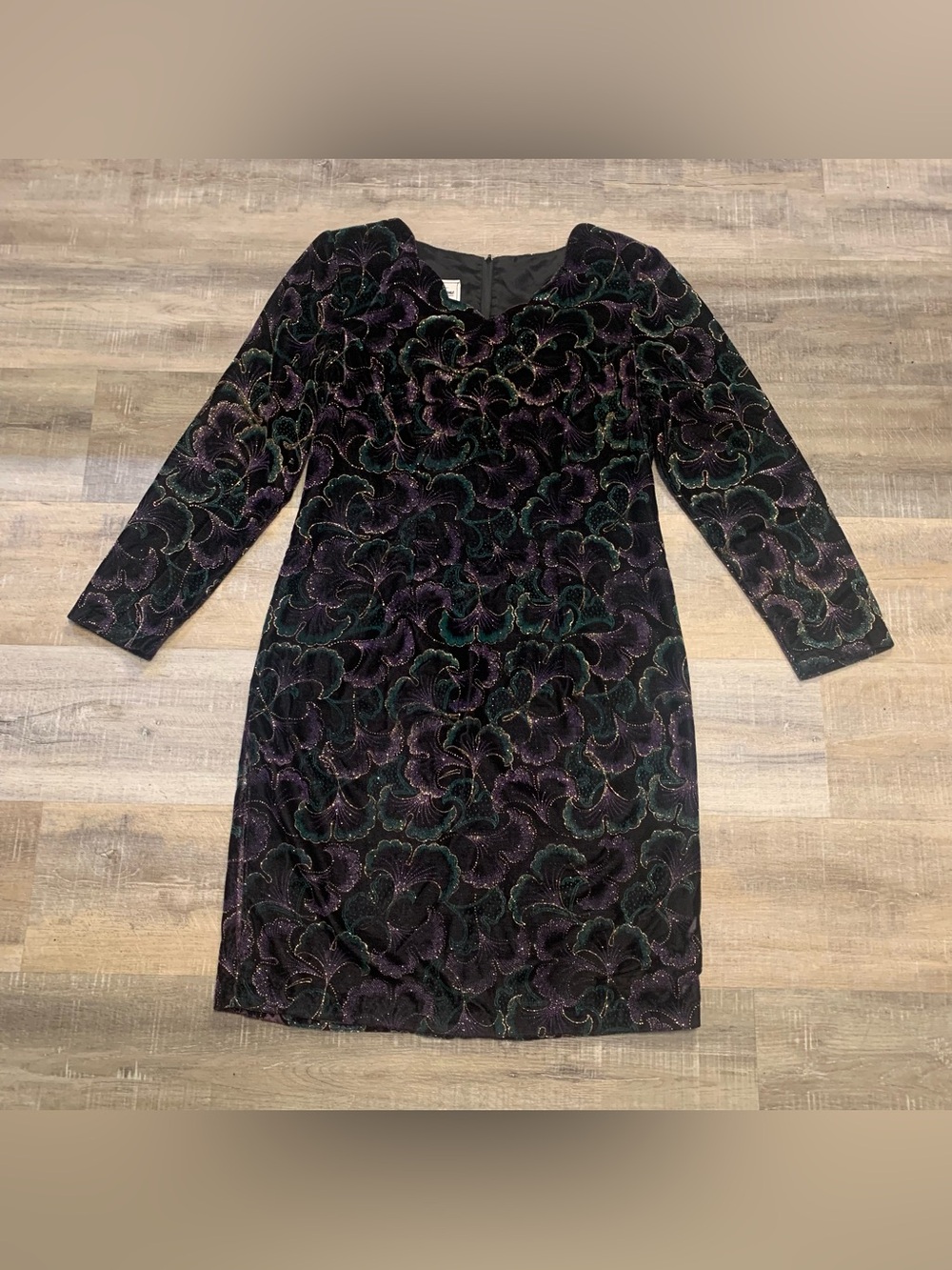 Another Thyme Black Velvet Glitter Y2K Vintage Dress Size 14 Whimsigoth Fairy